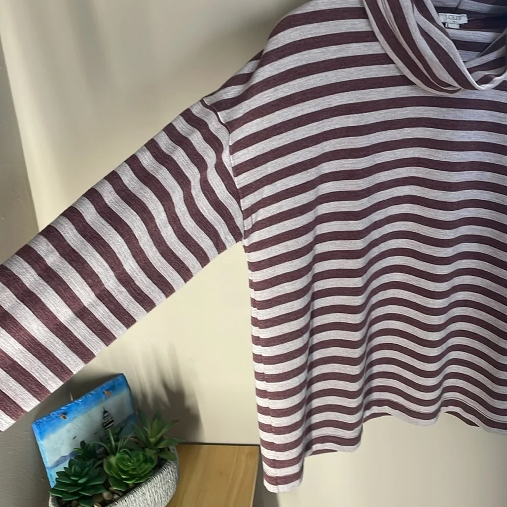 J.Crew striped funnel neck top